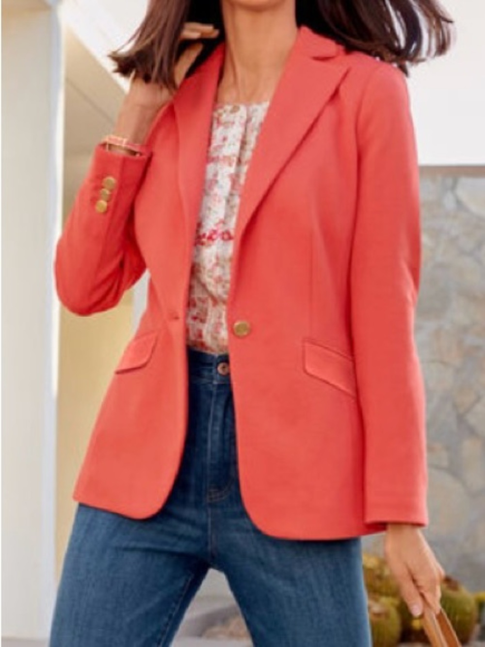 TALBOTS Classic Cotton Piqué Blazer (Sz 14p)